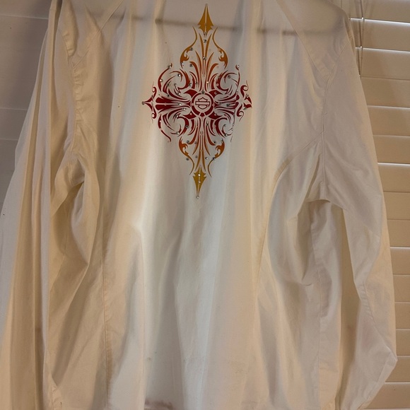 Harley-Davidson White Casual Button Down Shirt - Picture 4 of 6